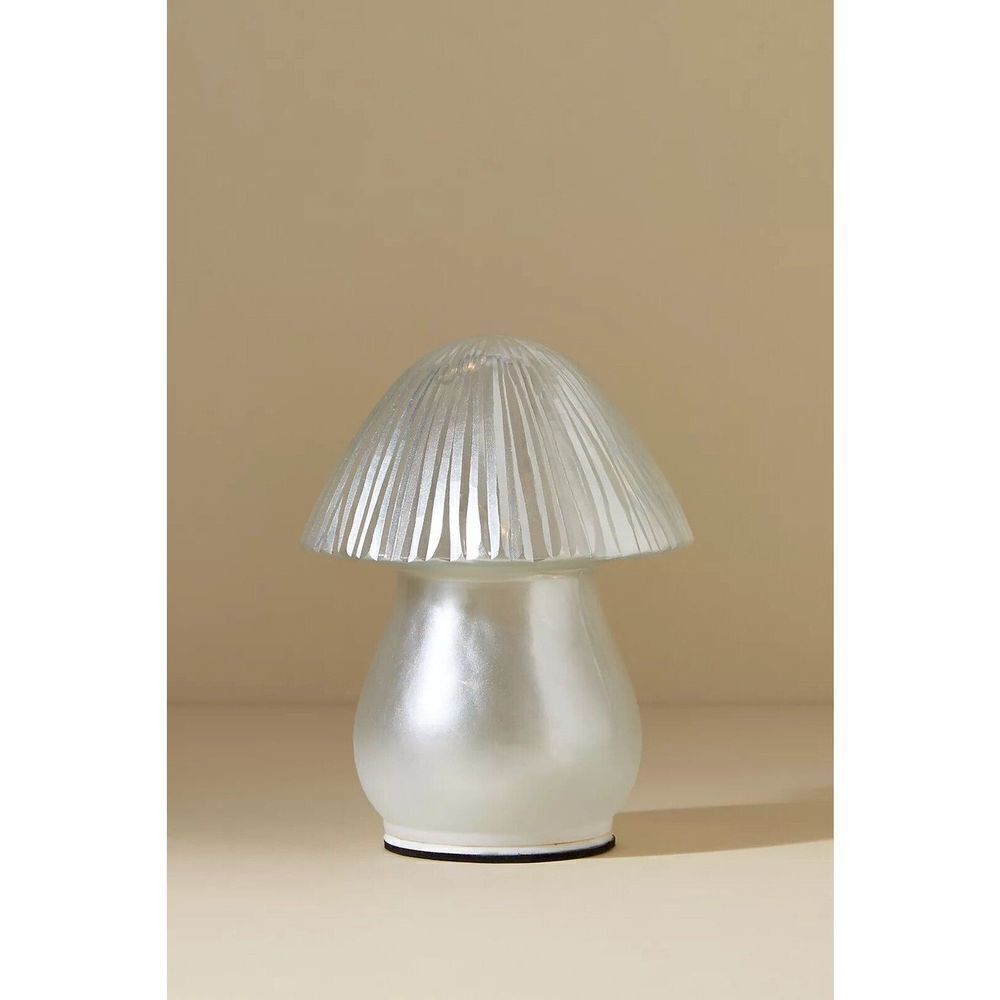 ANTHROPOLOGIE Illuminated Mushroom Light-Up Forest Whimsical Silver Small New - Picture 3 of 4